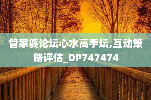 管家婆论坛心水高手坛,互动策略评估_DP747474