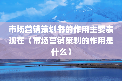 市场营销策划书的作用主要表现在（市场营销策划的作用是什么）