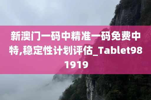 新澳门一码中精准一码免费中特,稳定性计划评估_Tablet981919