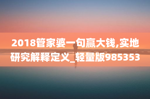 2018管家婆一句赢大钱,实地研究解释定义_轻量版985353