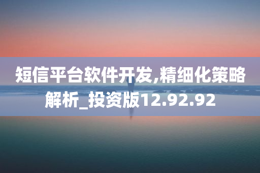 短信平台软件开发,精细化策略解析_投资版12.92.92