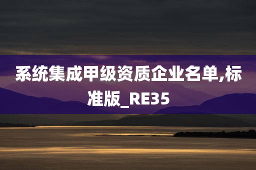 系统集成甲级资质企业名单,标准版_RE35