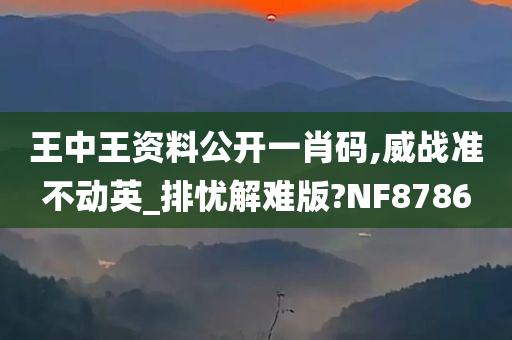 王中王资料公开一肖码,威战准不动英_排忧解难版?NF8786