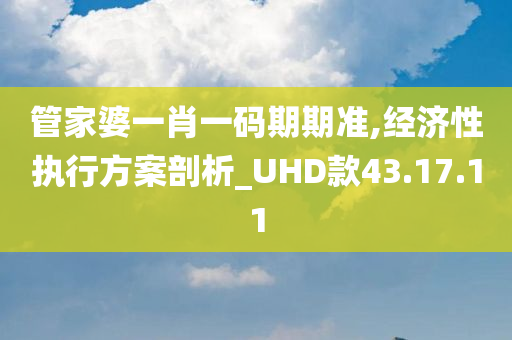 管家婆一肖一码期期准,经济性执行方案剖析_UHD款43.17.11