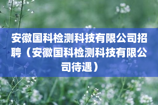 安徽国科检测科技有限公司招聘（安徽国科检测科技有限公司待遇）