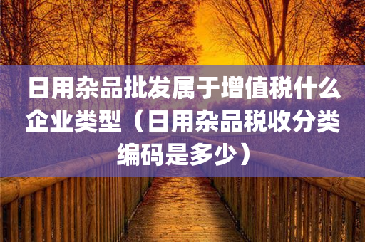 日用杂品批发属于增值税什么企业类型（日用杂品税收分类编码是多少）