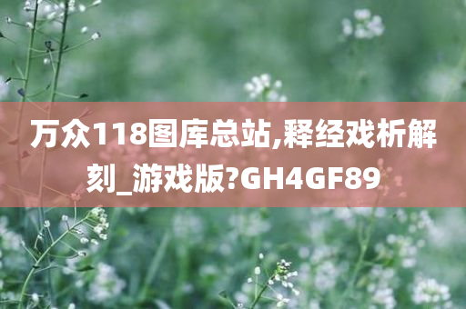 万众118图库总站,释经戏析解刻_游戏版?GH4GF89