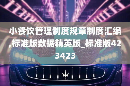 小餐饮管理制度规章制度汇编,标准版数据精英版_标准版423423