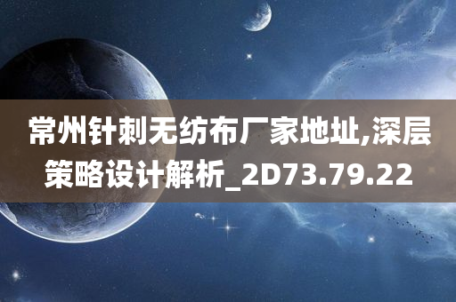 常州针刺无纺布厂家地址,深层策略设计解析_2D73.79.22