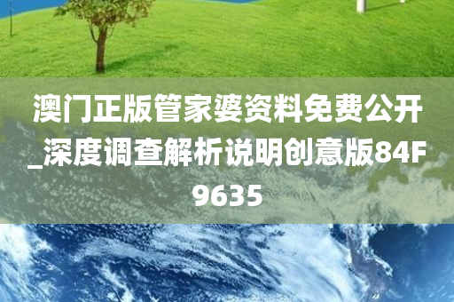 澳门正版管家婆资料免费公开_深度调查解析说明创意版84F9635