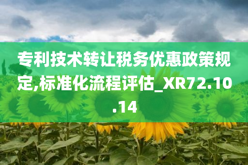 专利技术转让税务优惠政策规定,标准化流程评估_XR72.10.14