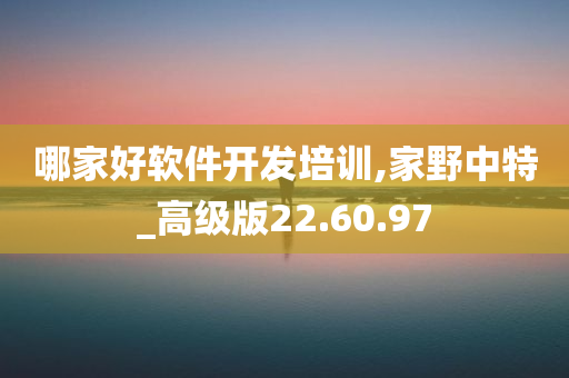 哪家好软件开发培训,家野中特_高级版22.60.97