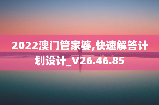 2022澳门管家婆,快速解答计划设计_V26.46.85