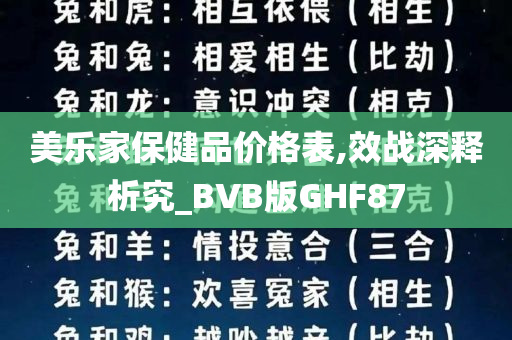 美乐家保健品价格表,效战深释析究_BVB版GHF87