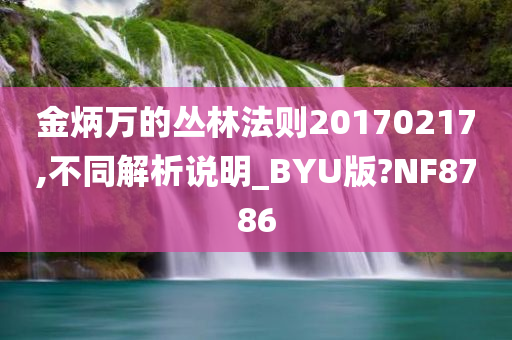 金炳万的丛林法则20170217,不同解析说明_BYU版?NF8786