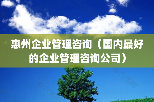 惠州企业管理咨询（国内最好的企业管理咨询公司）