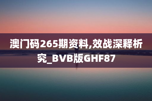 澳门码265期资料,效战深释析究_BVB版GHF87