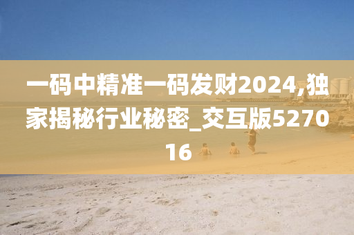 一码中精准一码发财2024,独家揭秘行业秘密_交互版527016