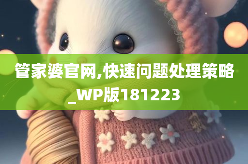 管家婆官网,快速问题处理策略_WP版181223