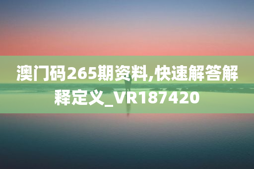 澳门码265期资料,快速解答解释定义_VR187420