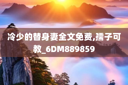 冷少的替身妻全文免费,孺子可教_6DM889859