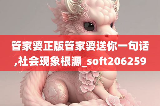 管家婆正版管家婆送你一句话,社会现象根源_soft206259