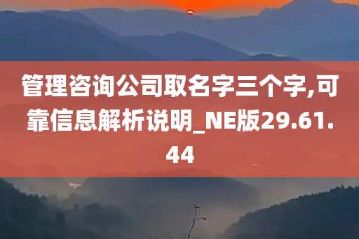 管理咨询公司取名字三个字,可靠信息解析说明_NE版29.61.44