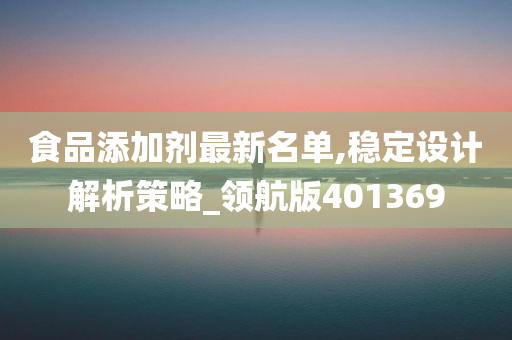 食品添加剂最新名单,稳定设计解析策略_领航版401369