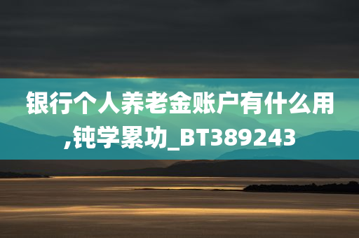 银行个人养老金账户有什么用,钝学累功_BT389243