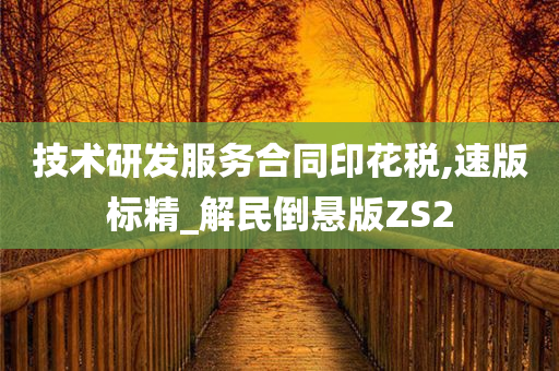 技术研发服务合同印花税,速版标精_解民倒悬版ZS2