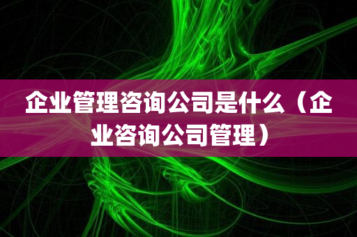 企业管理咨询公司是什么（企业咨询公司管理）