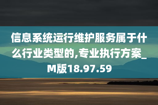 信息系统运行维护服务属于什么行业类型的,专业执行方案_M版18.97.59