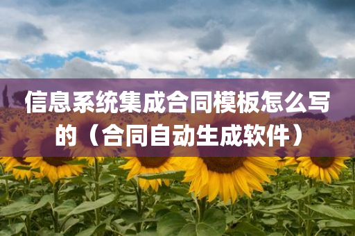 信息系统集成合同模板怎么写的（合同自动生成软件）