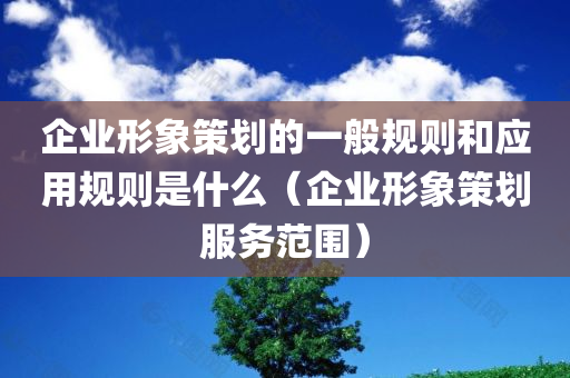 企业形象策划的一般规则和应用规则是什么（企业形象策划服务范围）