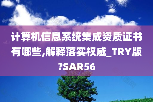 计算机信息系统集成资质证书有哪些,解释落实权威_TRY版?SAR56